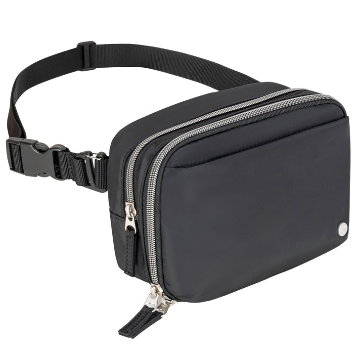 Black Diabetes Nylon Belt Bag removable waist belt ranges from 23 inches to 50 inches.