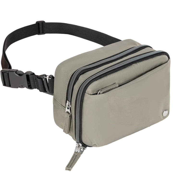 Tan Diabetes Nylon Belt Bag removable waist belt ranges from 23 inches to 50 inches.