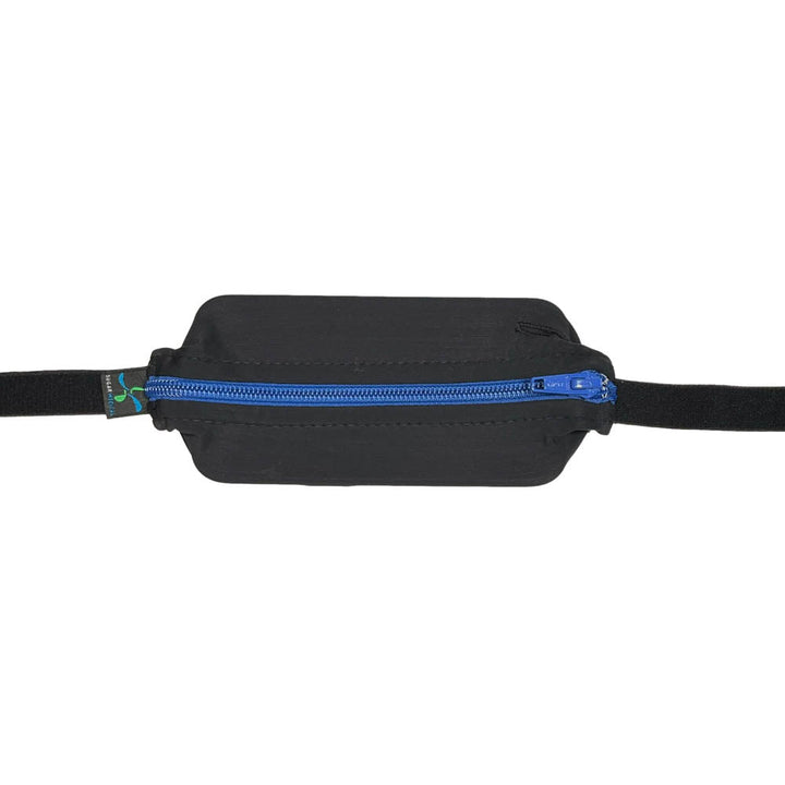 Kids black with blue zipper SPI belt closed with Omnipod 5 controller inside.