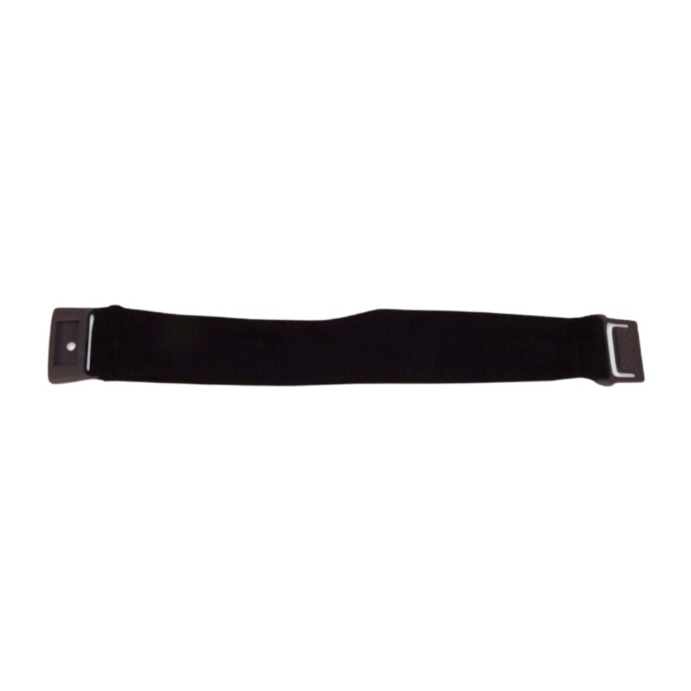A black belt extender with a buckle, designed to add length to a BANDI belt for a better fit.