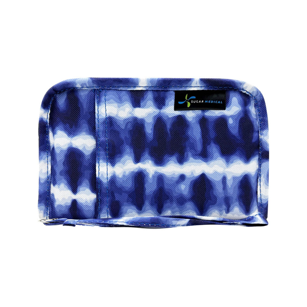 Sugar Medical Diabetes Supply Case II front that is blue tie dye design.