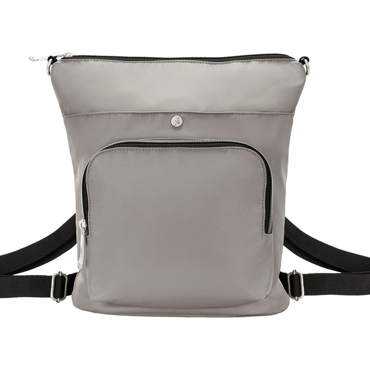 Diabetes Nylon Backpack in tan with two straps attached.