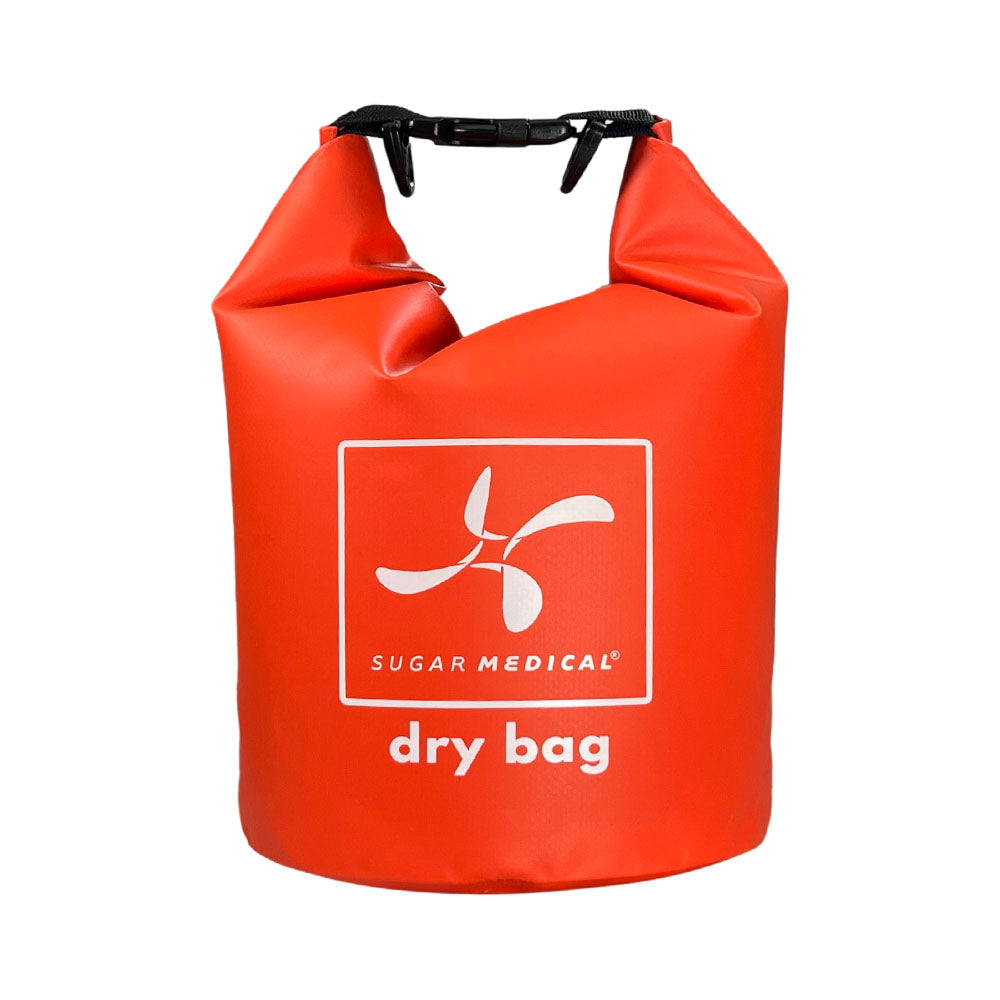 Red Diabetes Medical Dry Bag with Sugar Medical logo in white on front perfect solution for keeping your medical supplies safe and dry.