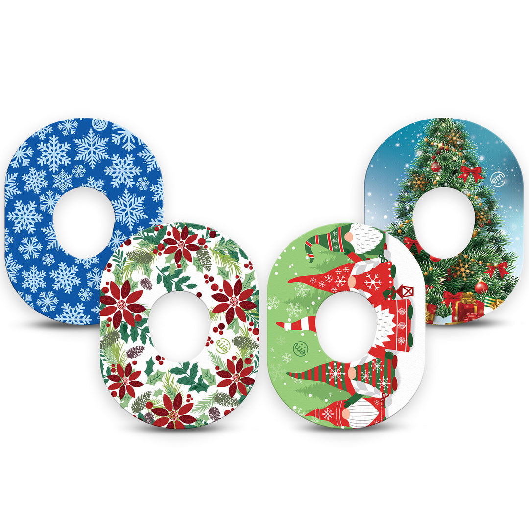 Pack contains one of each of Expression Med patch designs: Snowflake, Christmas Wreath, Holiday Gnomies and Oh, Christmas Tree