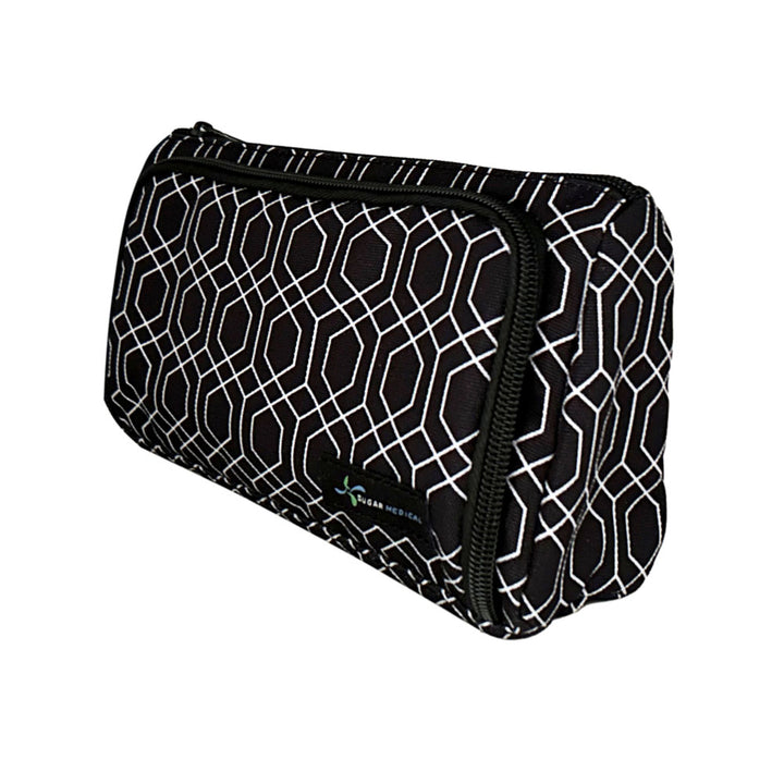 Side angle of the lightweight Insulated Diabetes Insulin Supply Case with matching black zipper.