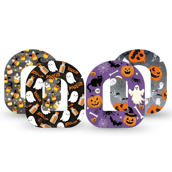 Special Edition Halloween Pack contains one of each of Expression Med Omnipod Tape patch designs: Candy Corn, Bolus Pod, Happy Halloween and Halloweeny featuring our Pod specific cut-out!