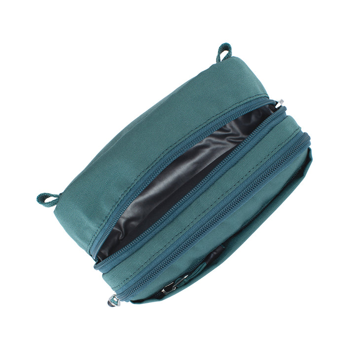 The top of the Green Pine Diabetes Insulated Convertible Supply Bag shows the insulated back pocket.