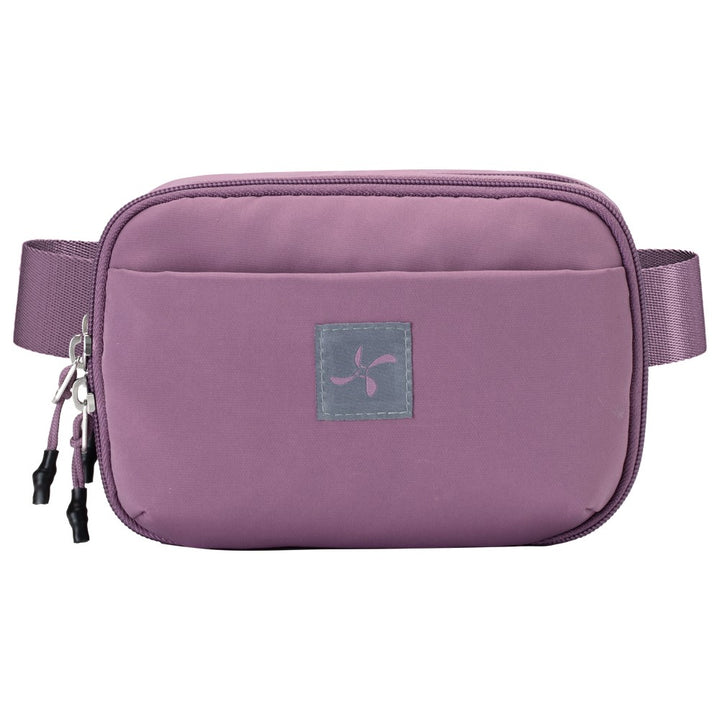 Front view of a purple Insulated Convertible Case, designed as a belt bag, featuring a sleek, compact design with a secure zipper and adjustable strap