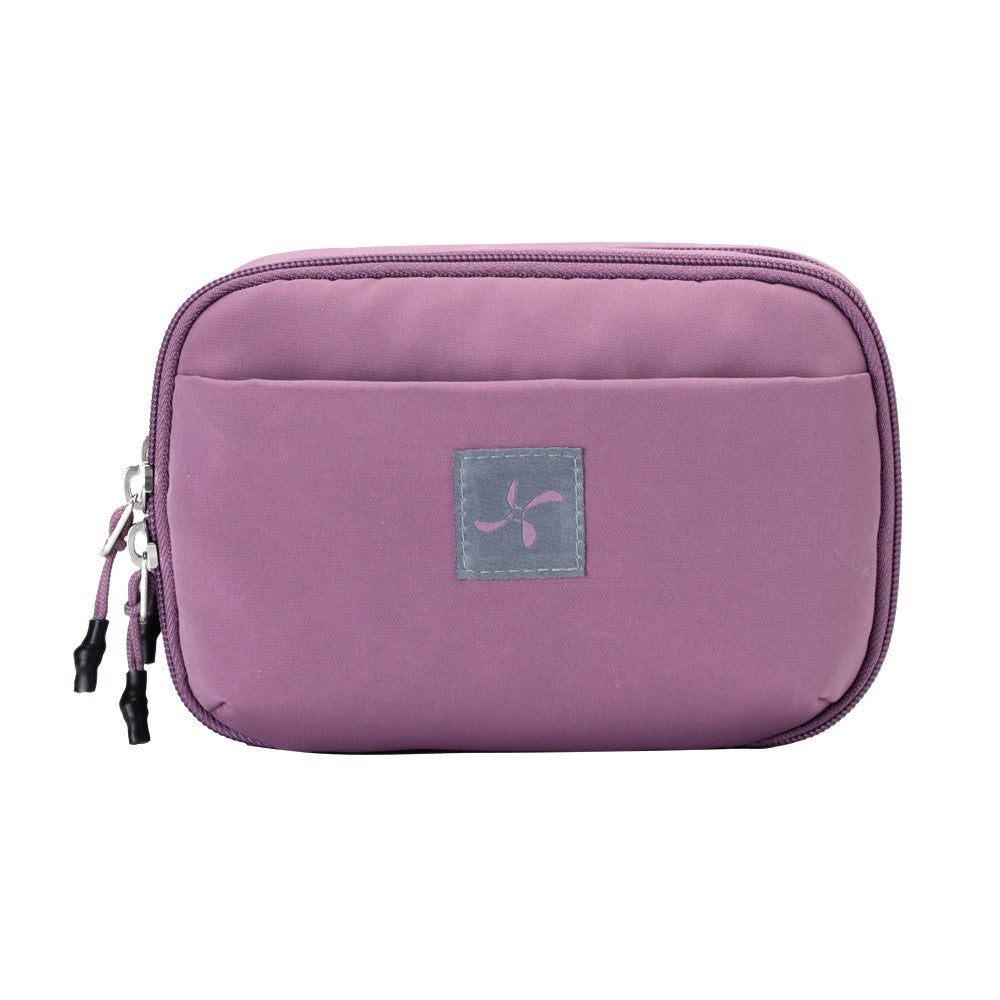 Front view of a purple Insulated Convertible Case, designed as a belt bag, featuring a sleek, compact design with a secure zipper and adjustable strap