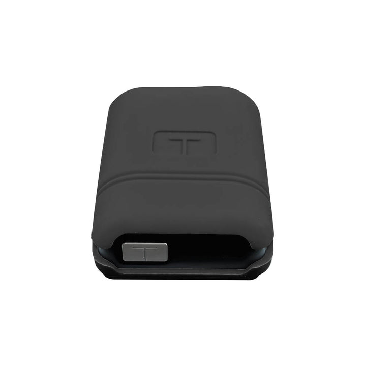Bottom of the black Mobi Tandem gel skin with pump in it showing the button.