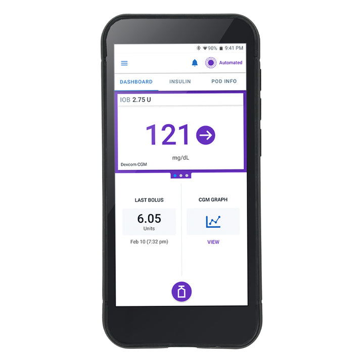 Black Omnipod® 5 Case with camera cutout protects your Omnipod® 5 and now includes a convenient cut-out for use with pairing the Dexcom G7 CGM to your Omnipod 5 with device in it.