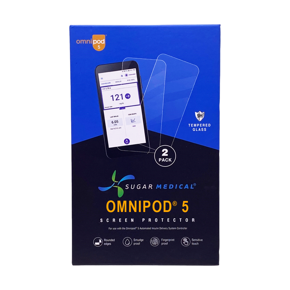Blue and Black Omnipod 5 Screen Protector  box.