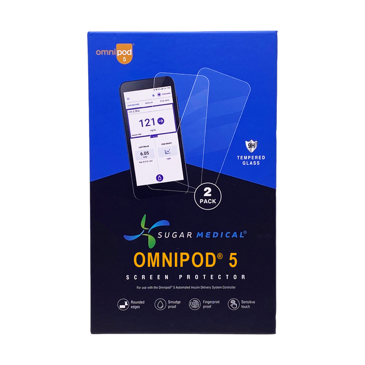 Blue and Black Omnipod 5 Screen Protector  box.