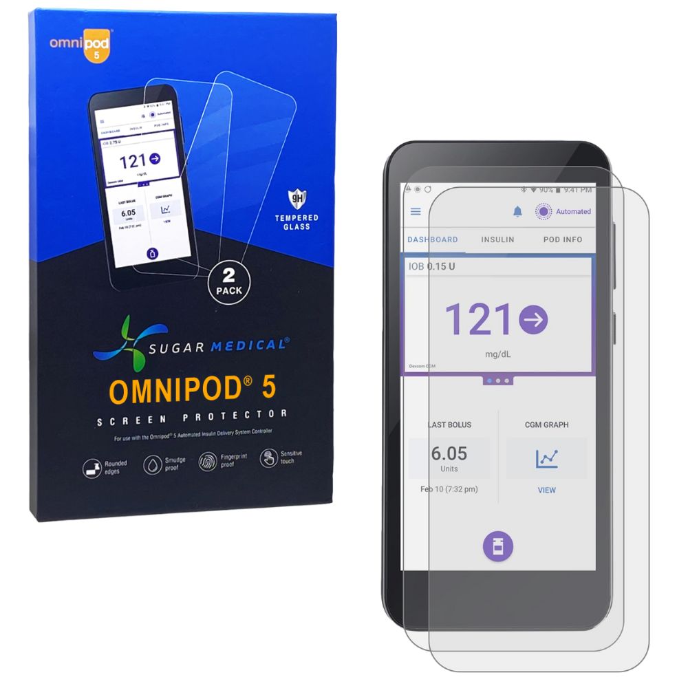 Omnipod 5 Screen Proctor come in package with 2 tempered glass screen protectors.