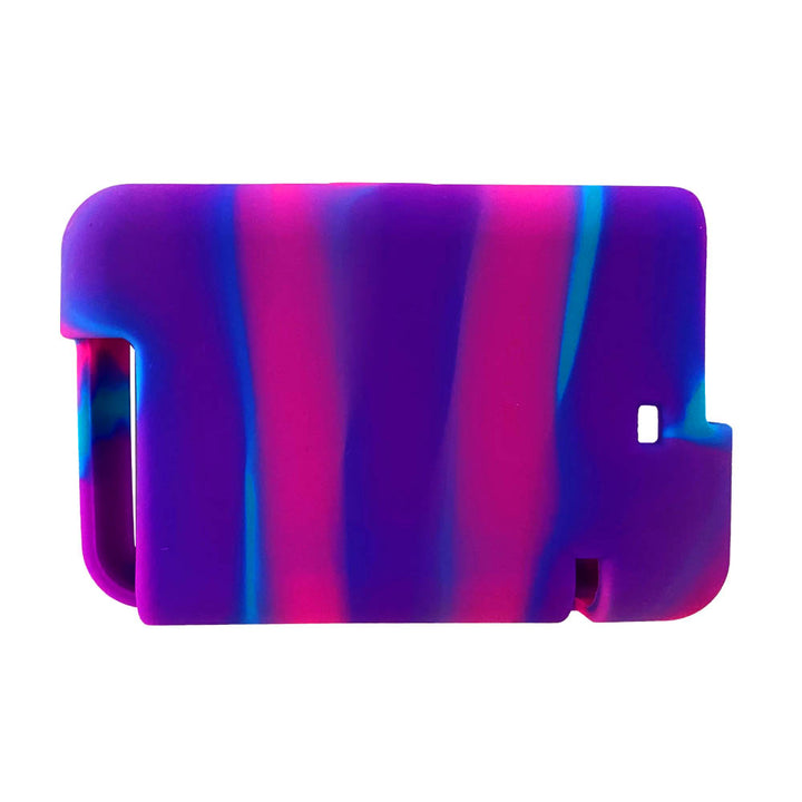 The back of the pink, purple and blue tie-dye Tandem t:slim Gel Skin with Exclusive design allows access to all ports and controls.
