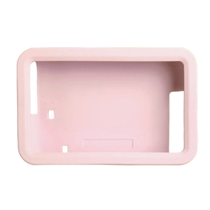 The front of the light pink Tandem t:slim Gel Skin with raised corners to protect pump against scratches and damage from drops.