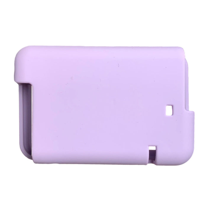 The back of the lavender Tandem t:slim Gel Skin with Exclusive design allows access to all ports and controls.