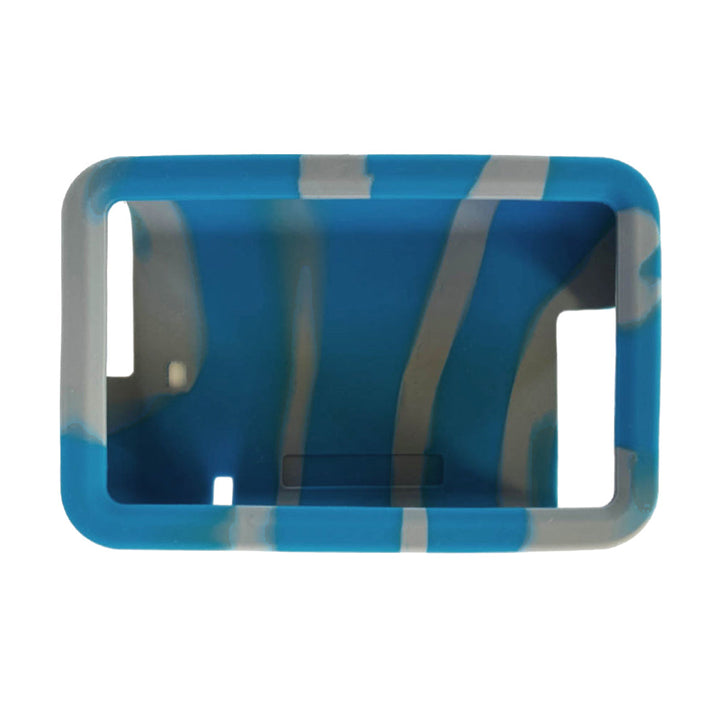 The front of the blue and grey Tandem t:slim Gel Skin with raised corners to protect pump against scratches and damage from drops.