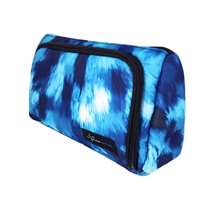 Side angle of the lightweight Insulated Diabetes Insulin Supply Case with matching black zipper.