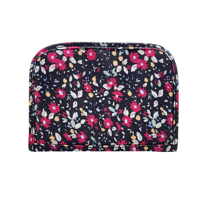Back of black floral Omnipod Diabetes supply case.