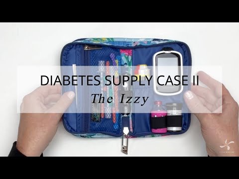 Sugar Medical Diabetes Supply Case II blue with flowers insulin and testing supply set up video.