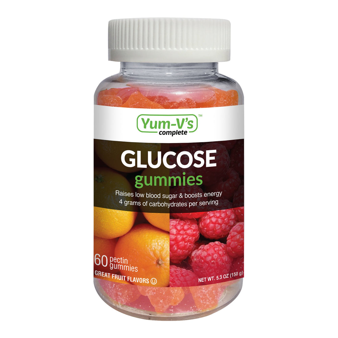 Bottle of Glucose Supplement YumV's™ Gummy Assorted Flavors.