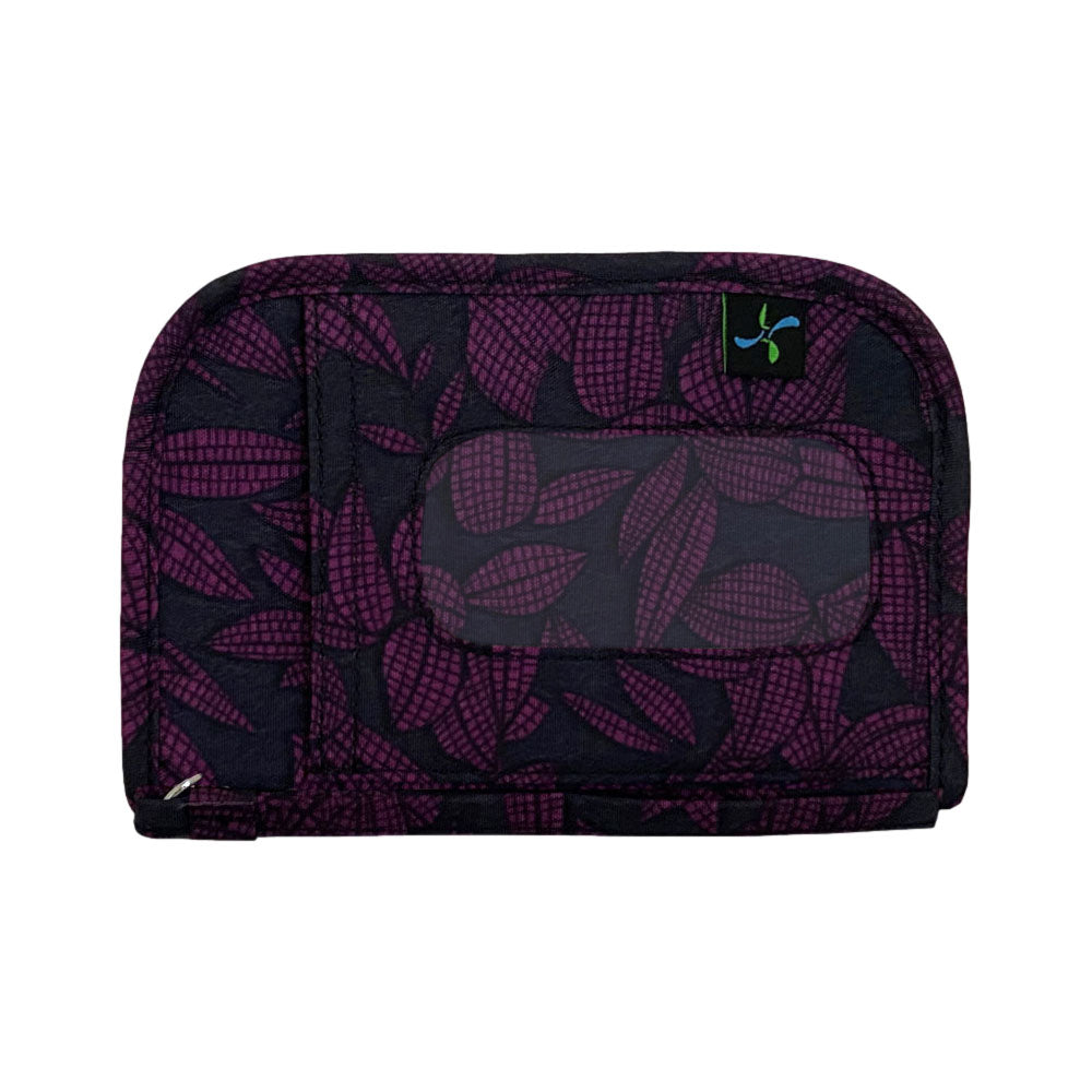 Sugar Medical Diabetes Deluxe Supply Case in black with purple flowers.