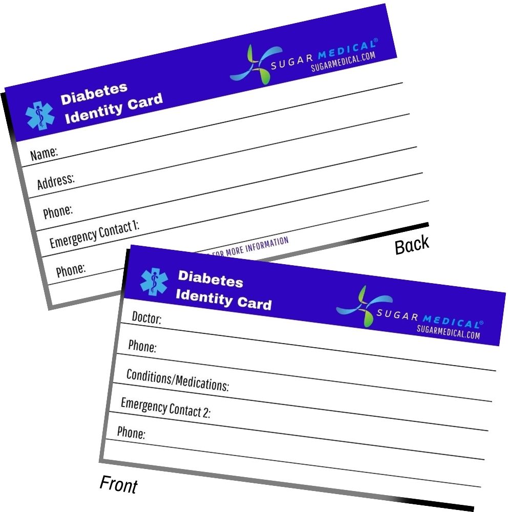 Diabetes ID card to add your medications, allergies, medical conditions, emergency contacts, and more.