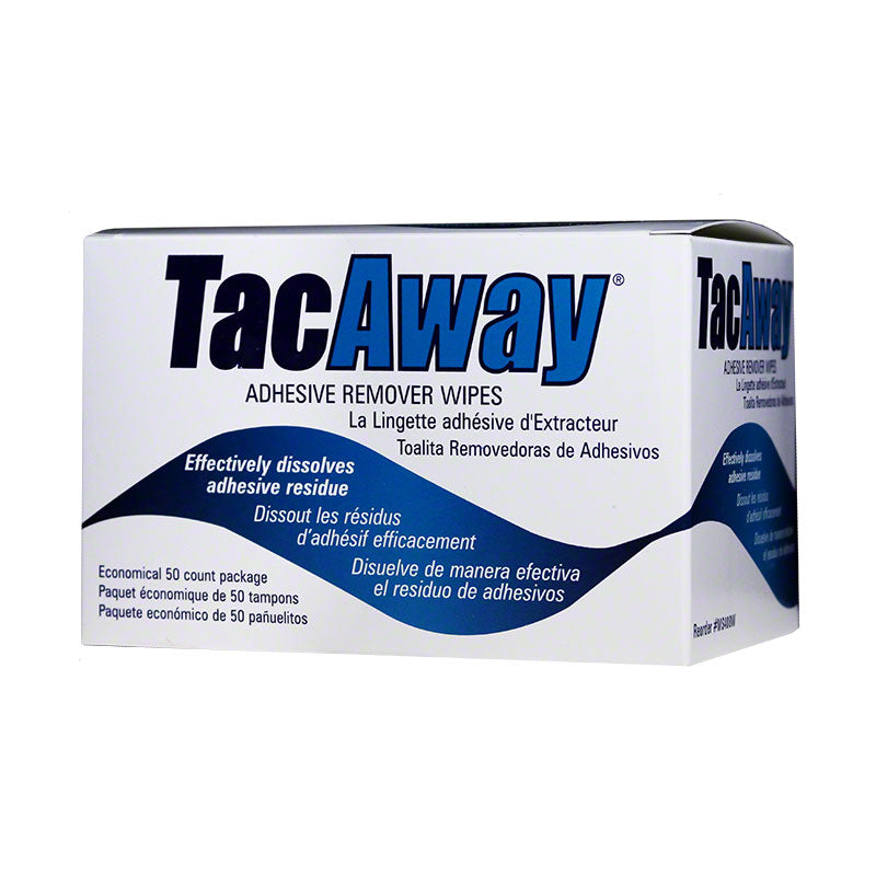 TacAway Adhesive Remover Wipe easily removes adhesive residue without damaging surfaces.