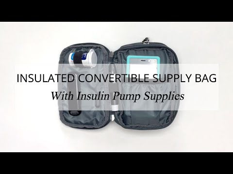 Sugar Medical Diabetes Insulated Convertible Bag in Grey insulin pump supply set up video.