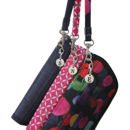 Silver letter charm to put on your Sugar Medical diabetic supply bag.