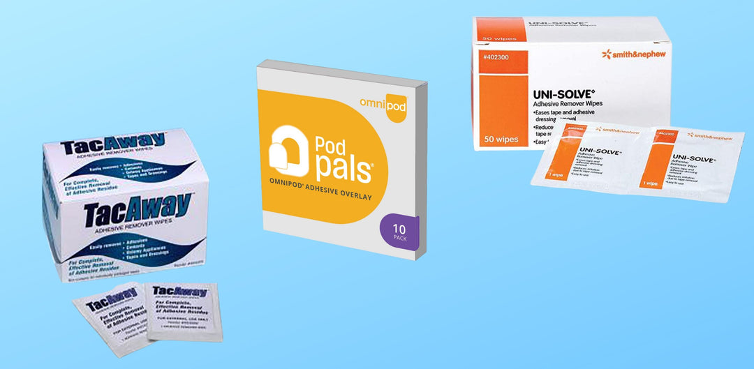 A box of each of the products: TacAway, Podpal and Unisolve barrier wipes