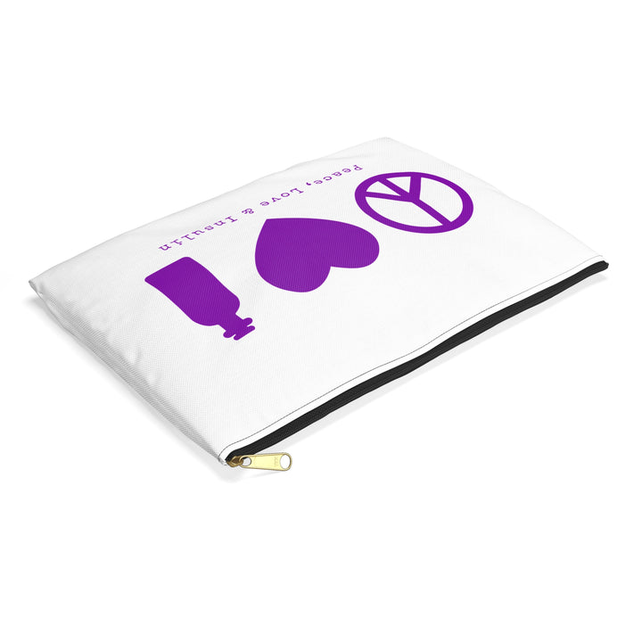 Peace, Love & Insulin Diabetes Accessory Pouch- White