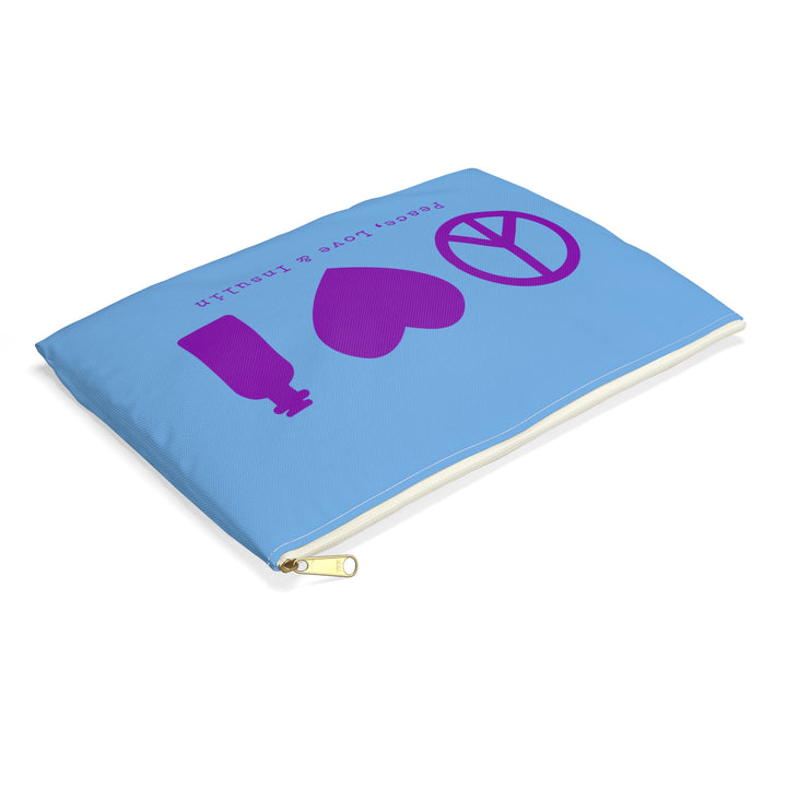 Peace, Love & Insulin Diabetes Accessory Pouch- Light Blue