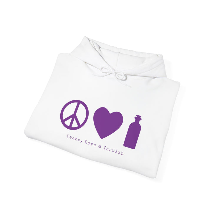 Unisex Heavy Blend™ Hooded Sweatshirt- Peace, Love & Insulin