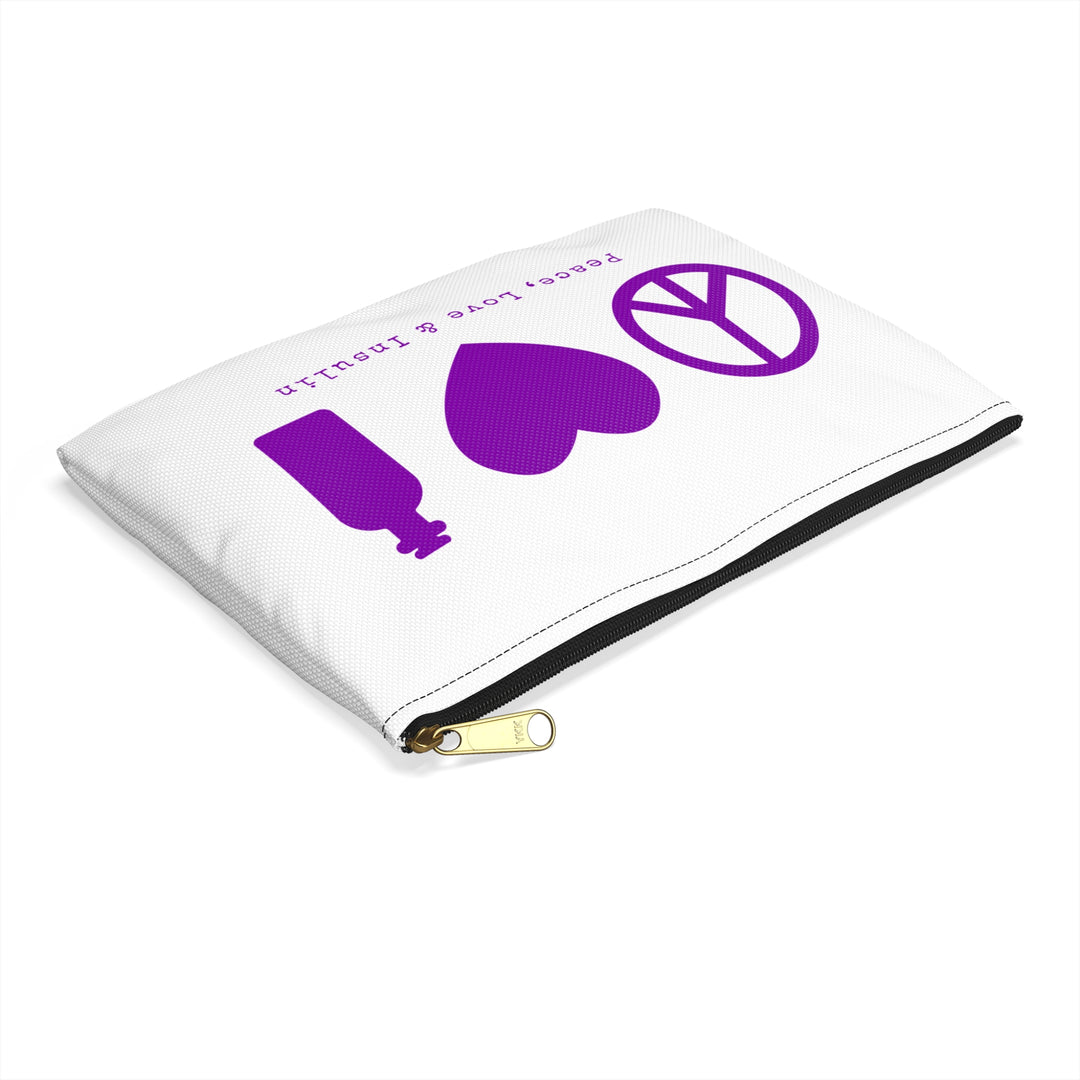 Peace, Love & Insulin Diabetes Accessory Pouch- White