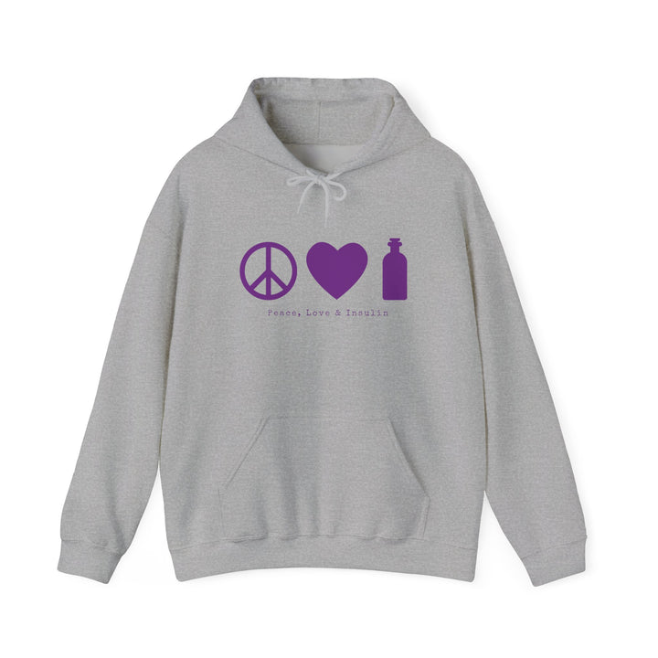 Unisex Heavy Blend™ Hooded Sweatshirt- Peace, Love & Insulin
