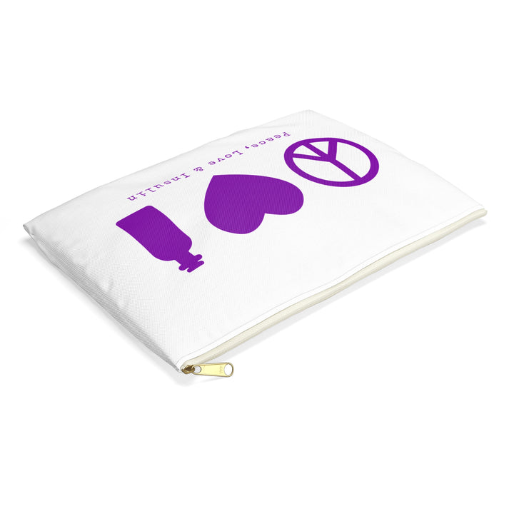 Peace, Love & Insulin Diabetes Accessory Pouch- White