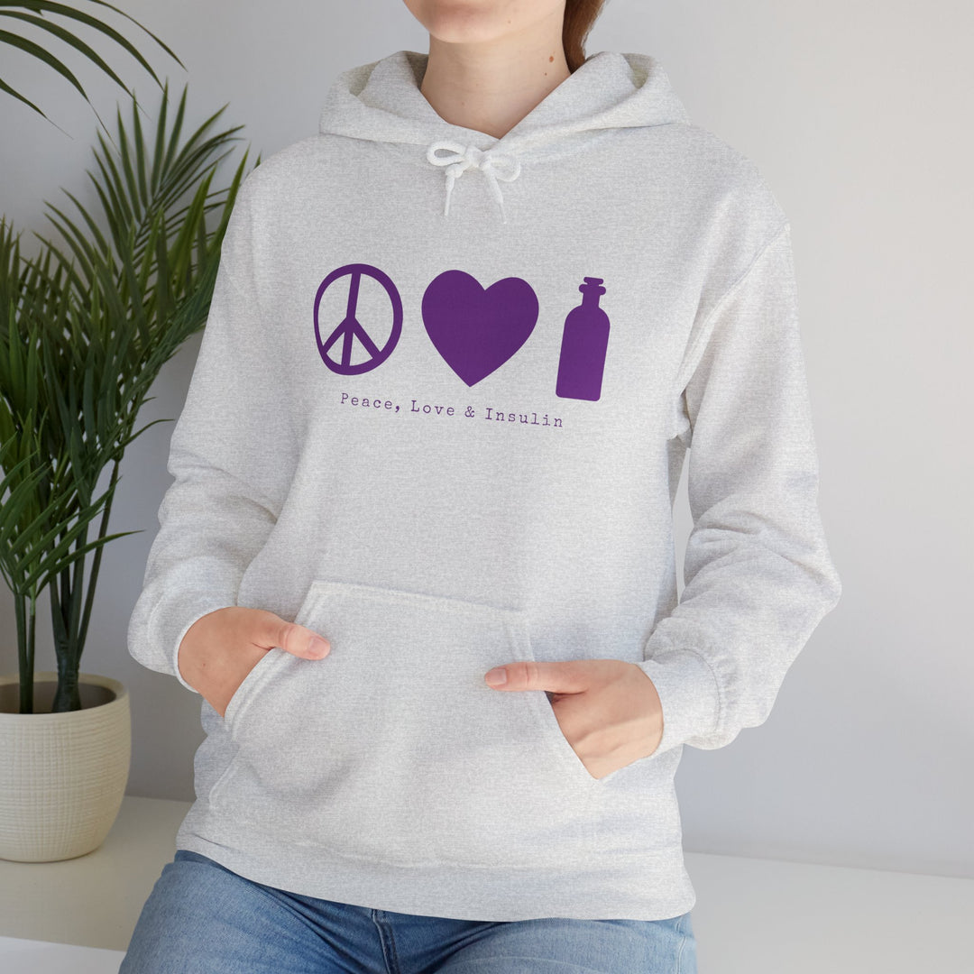Unisex Heavy Blend™ Hooded Sweatshirt- Peace, Love & Insulin