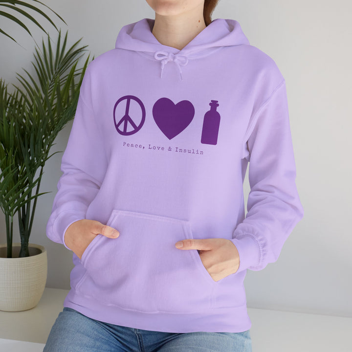 Unisex Heavy Blend™ Hooded Sweatshirt- Peace, Love & Insulin