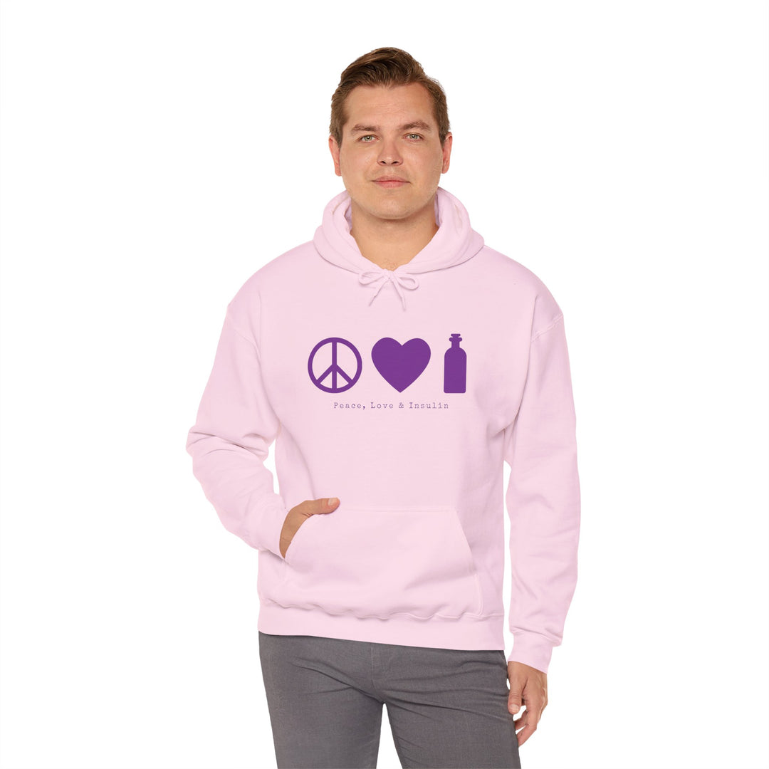 Unisex Heavy Blend™ Hooded Sweatshirt- Peace, Love & Insulin