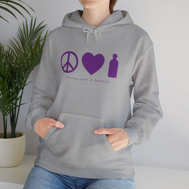 Unisex Heavy Blend™ Hooded Sweatshirt- Peace, Love & Insulin