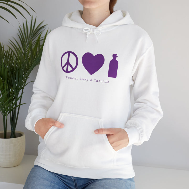 Unisex Heavy Blend™ Hooded Sweatshirt- Peace, Love & Insulin