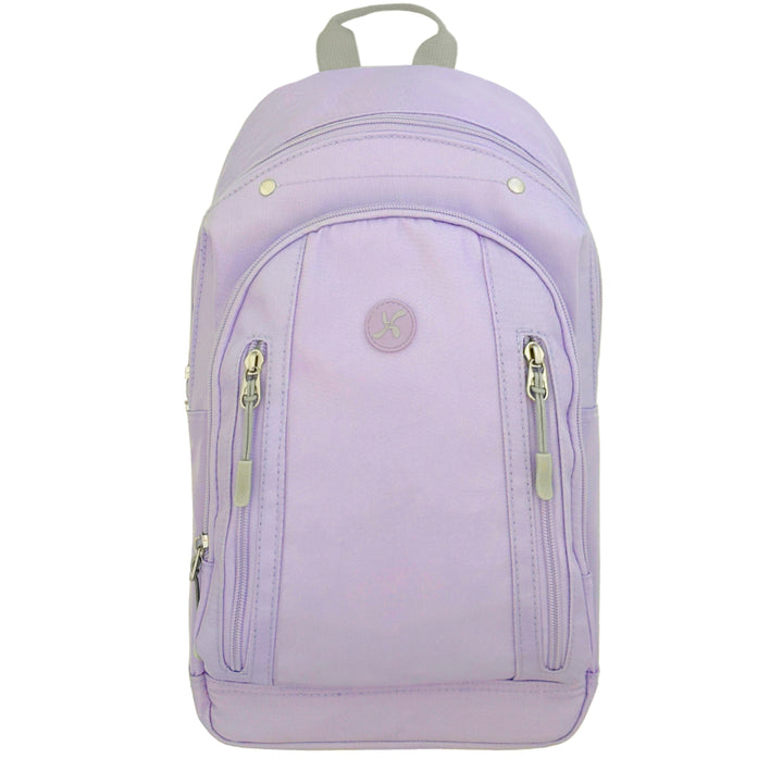 Sugar Medical Diabetes Roam Insulated Sling Backpack in purple with front pocket to organize your medical supplies and back insulated pocket to keep items cool. 