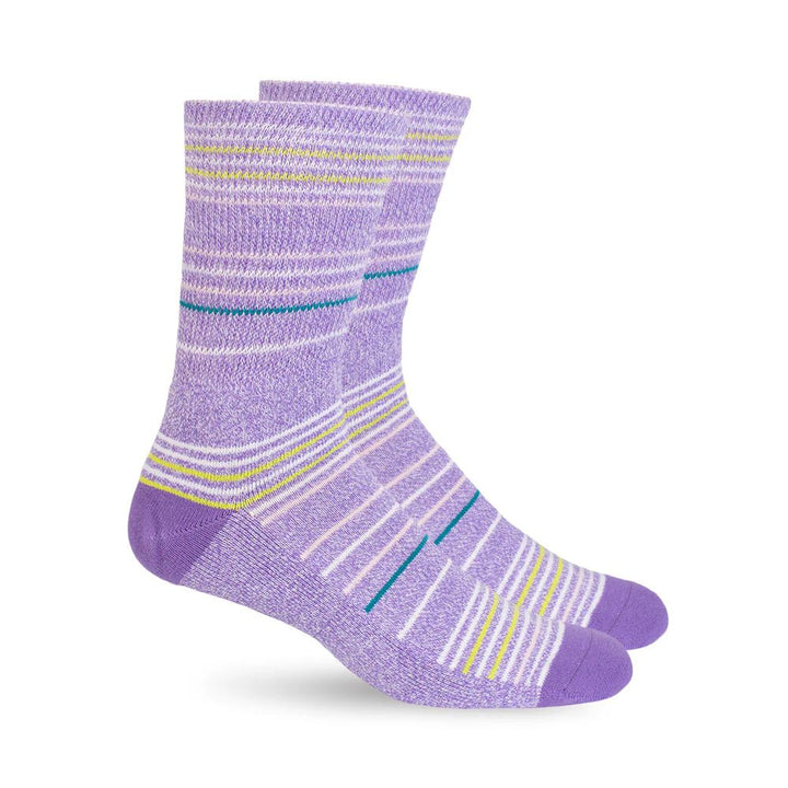 A pair of Dr. Segal's Premium Diabetic Socks in Purple Stripes.