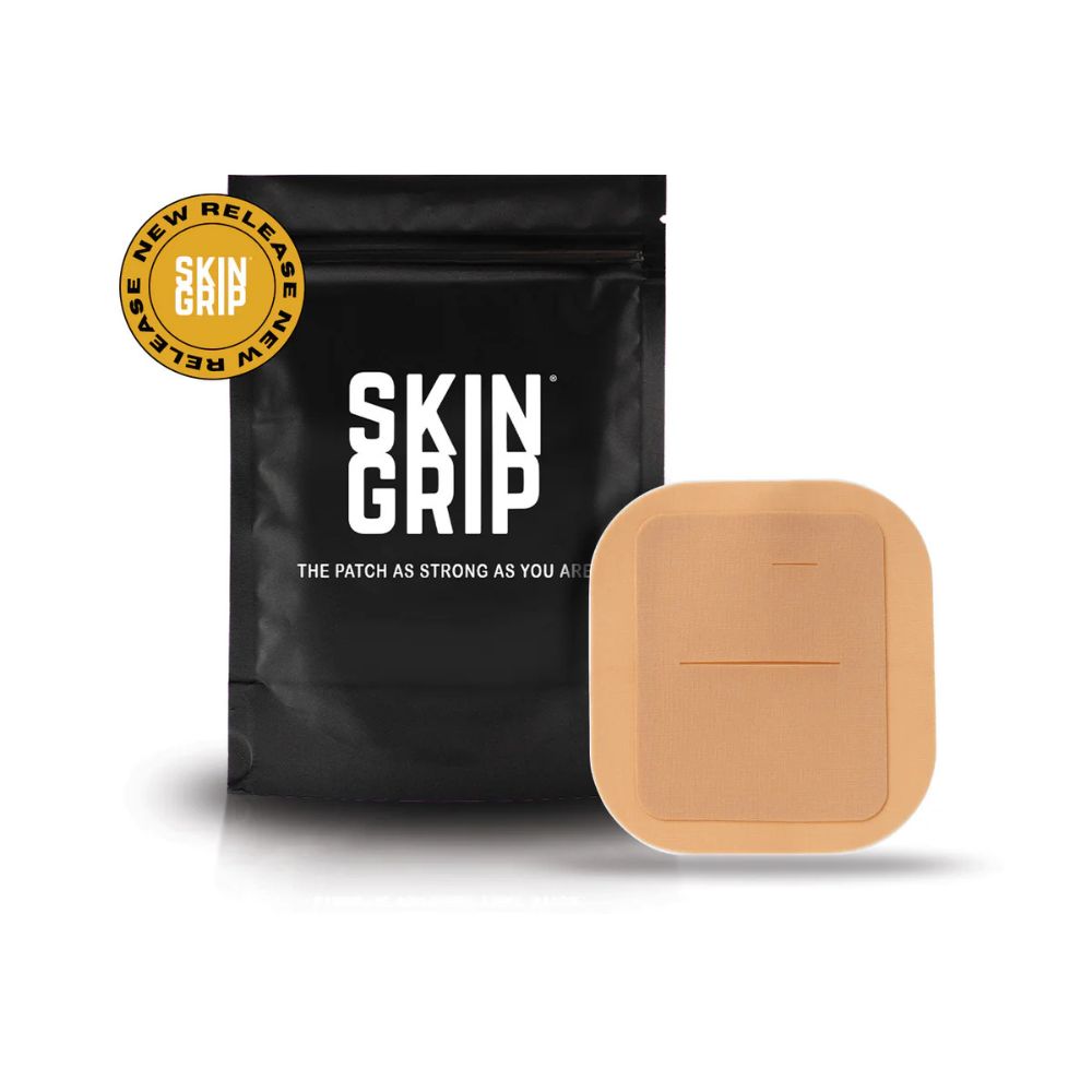 Tan adhesive patch for Tandem Mobi insulin pump by Skin Grip, designed for secure, discreet wear on skin.