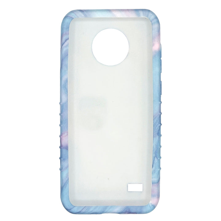 Front view of an Omnipod 5 device cover featuring a dreamy watercolor design in soft pastel hues of blue, pink, and purple, blending seamlessly in abstract swirls and washes.