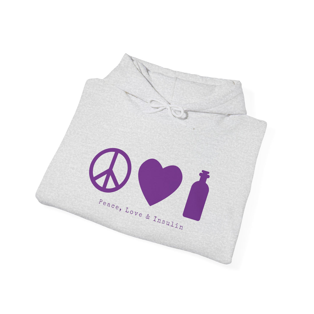 Unisex Heavy Blend™ Hooded Sweatshirt- Peace, Love & Insulin