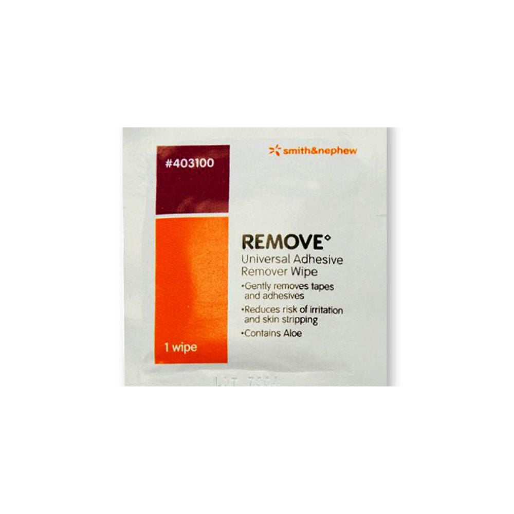 Adhesive Remover UniSolve Wipes formulated with aloe to reduce adhesive trauma to the skin by thoroughly dissolving dressing, tape and appliance adhesives.