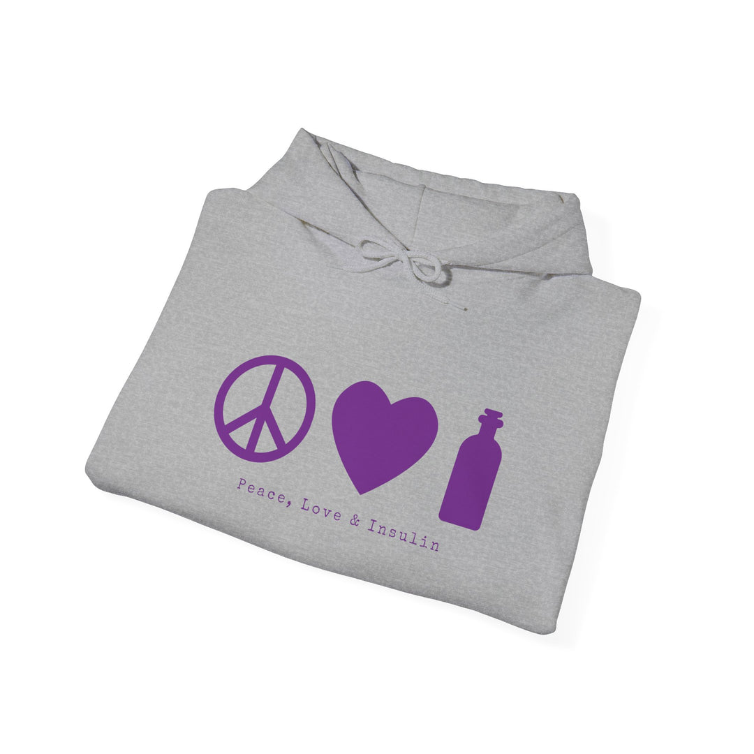 Unisex Heavy Blend™ Hooded Sweatshirt- Peace, Love & Insulin